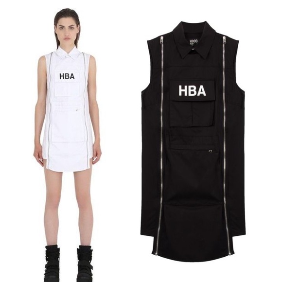 HBA HOOD BY AIR Altitude Shirting Dress Black Cotton Cargo Utility Size XS - Picture 1 of 3